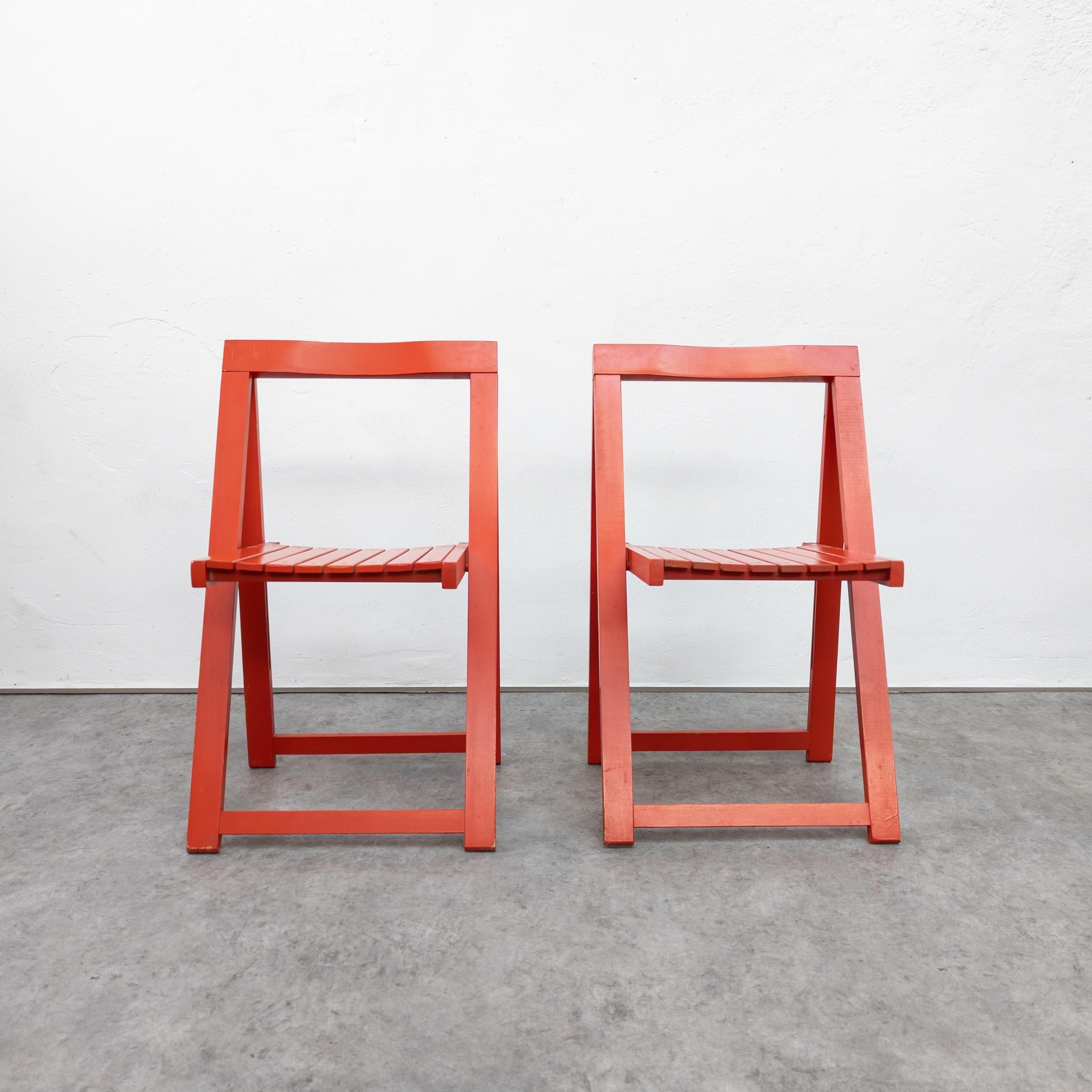 Mid-Century Modern Pair of Vintage Folding Chairs by Aldo Jacober for Alberto Bazzani For Sale