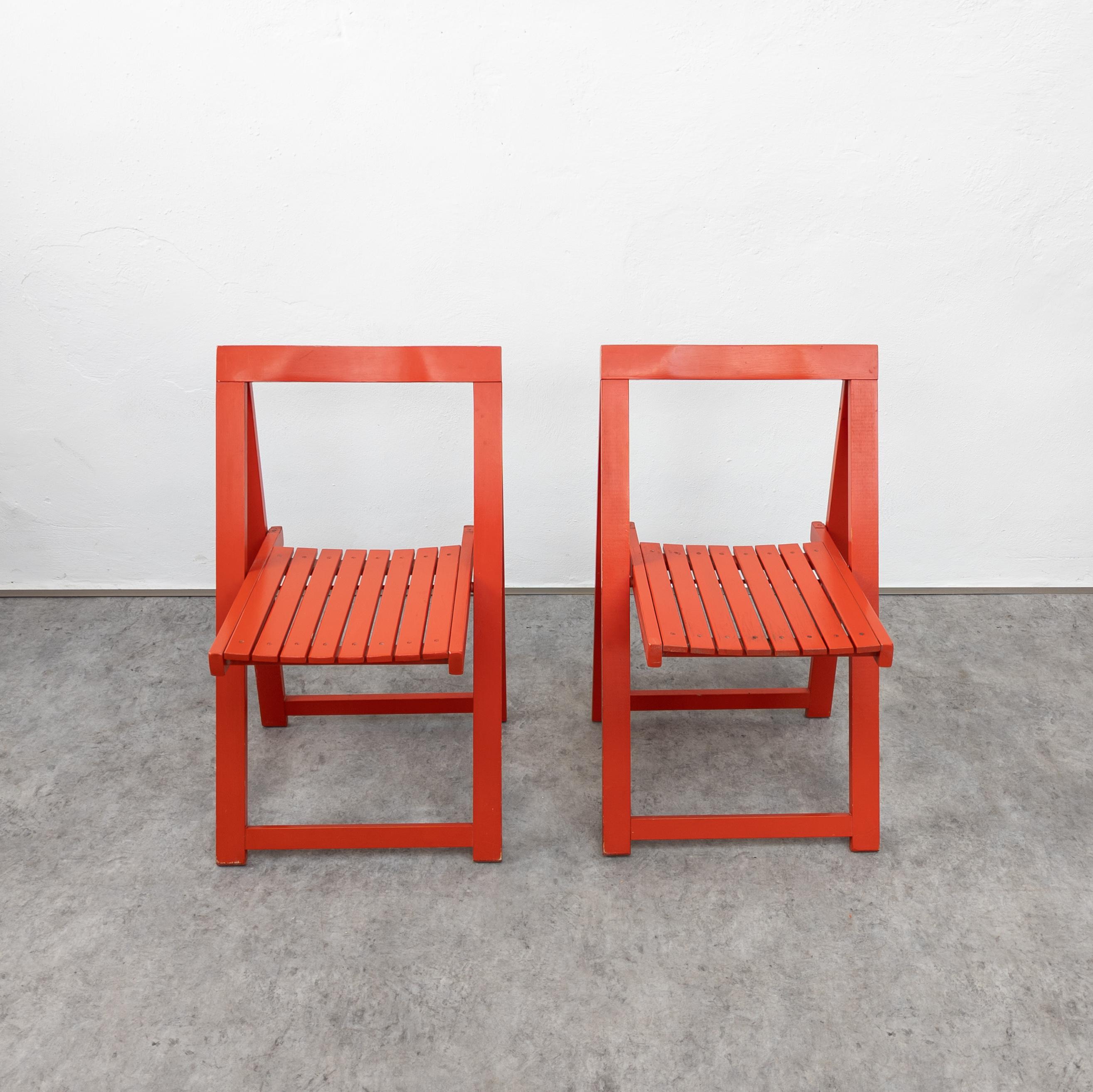 Mid-20th Century Pair of Vintage Folding Chairs by Aldo Jacober for Alberto Bazzani For Sale