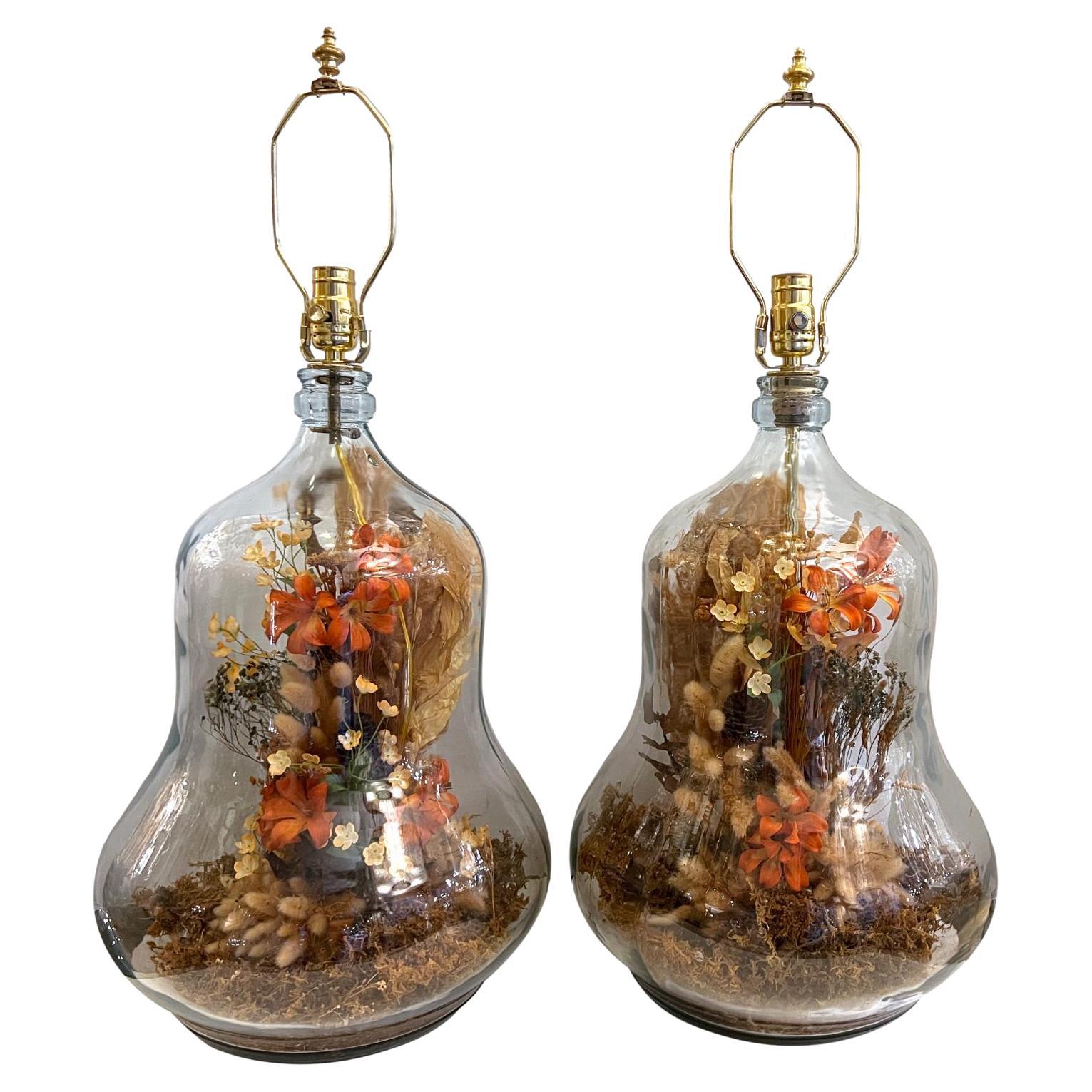 Pair of Vintage Foliage Lamps For Sale