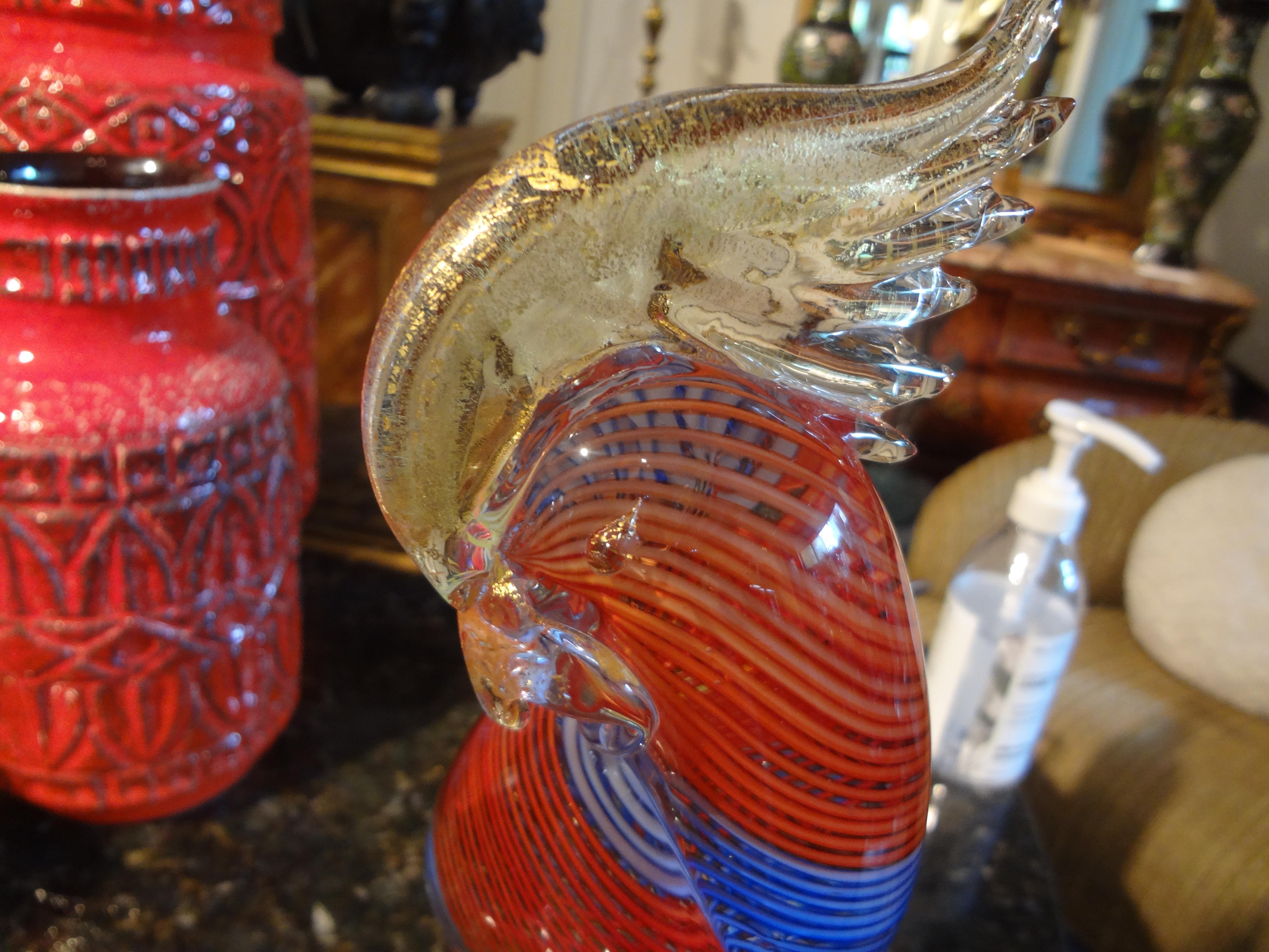 Hollywood Regency Pair of Vintage Formia Murano Glass Parrots or Cockatoos
