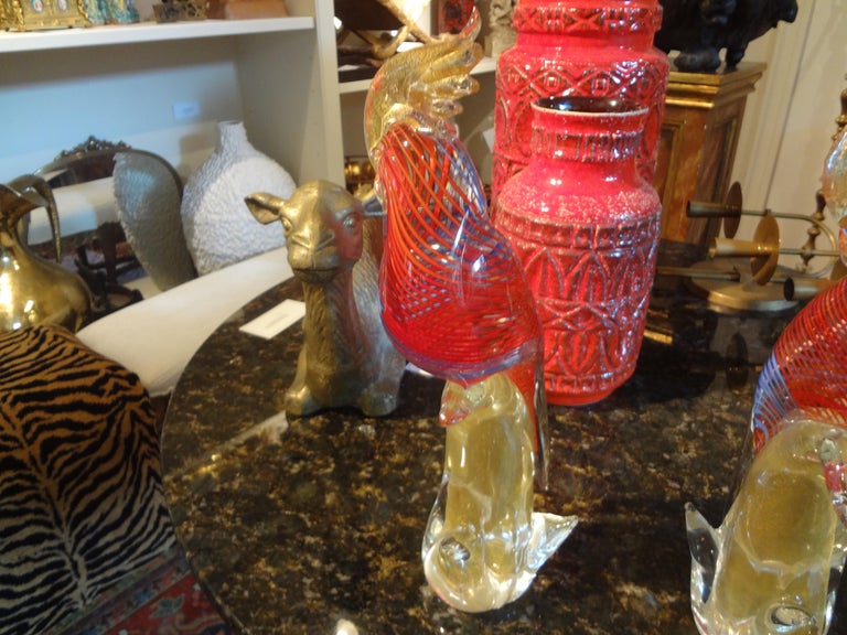 Pair of Vintage Formia Murano Glass Parrots or Cockatoos at 1stDibs ...