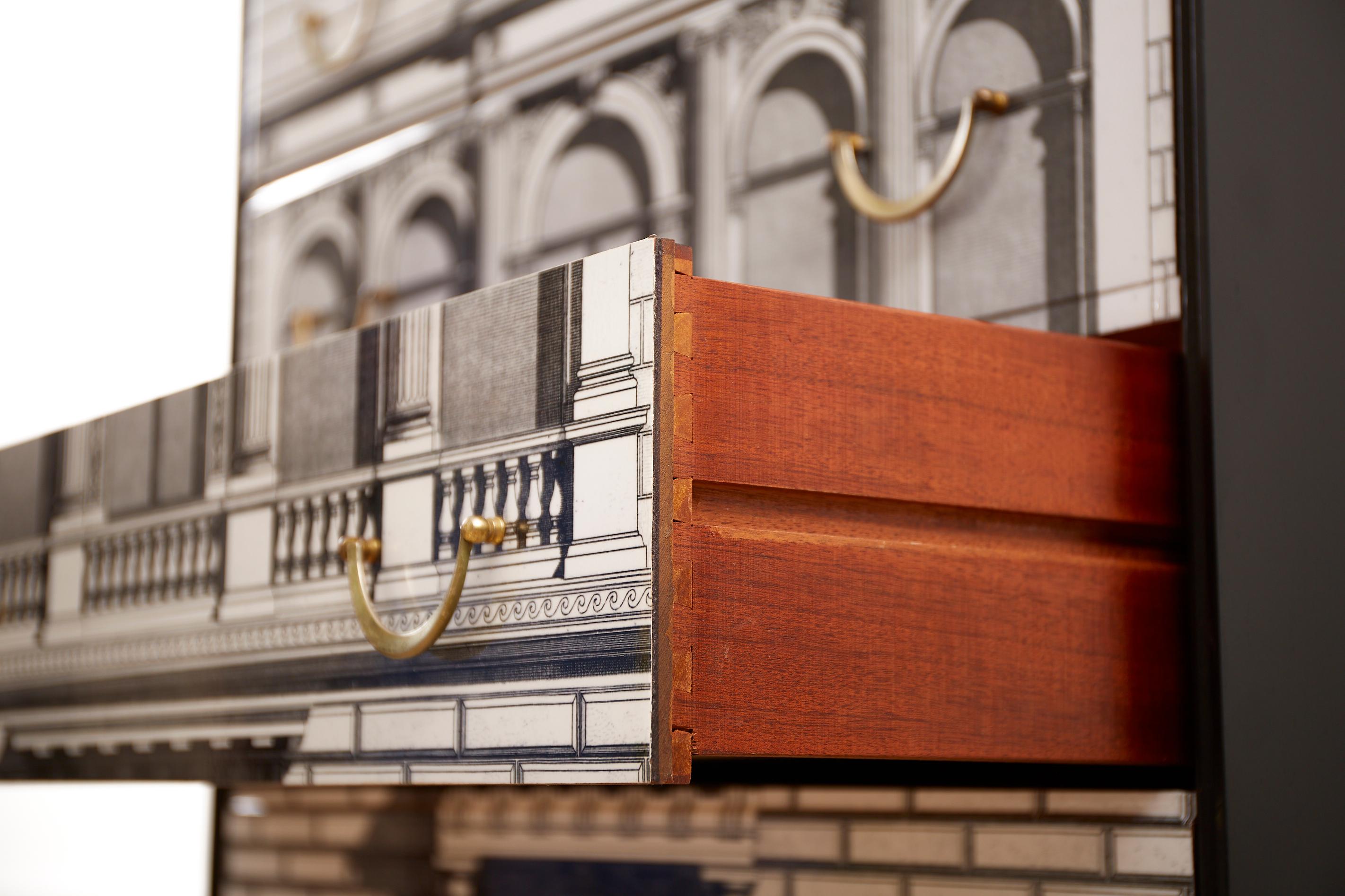 Pair of vintage fornasetti inspired chest of drawers 3