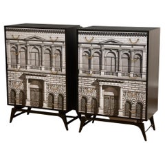 Pair of vintage fornasetti inspired chest of drawers