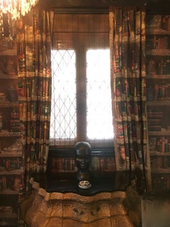 Pair of Vintage Fornasetti, Italy "Libreria" Fabric Drapery Panels