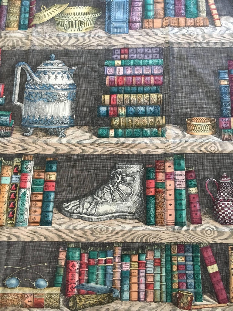Pair Of Vintage Fornasetti Italy Quot Libreria Quot Fabric