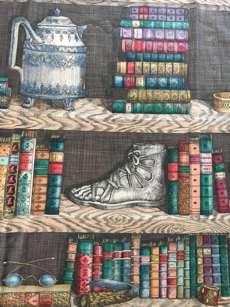 Pair Of Vintage Fornasetti Italy Quot Libreria Quot Fabric