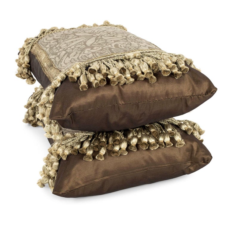 Cotton Pair of Vintage Fortuny Cushions For Sale