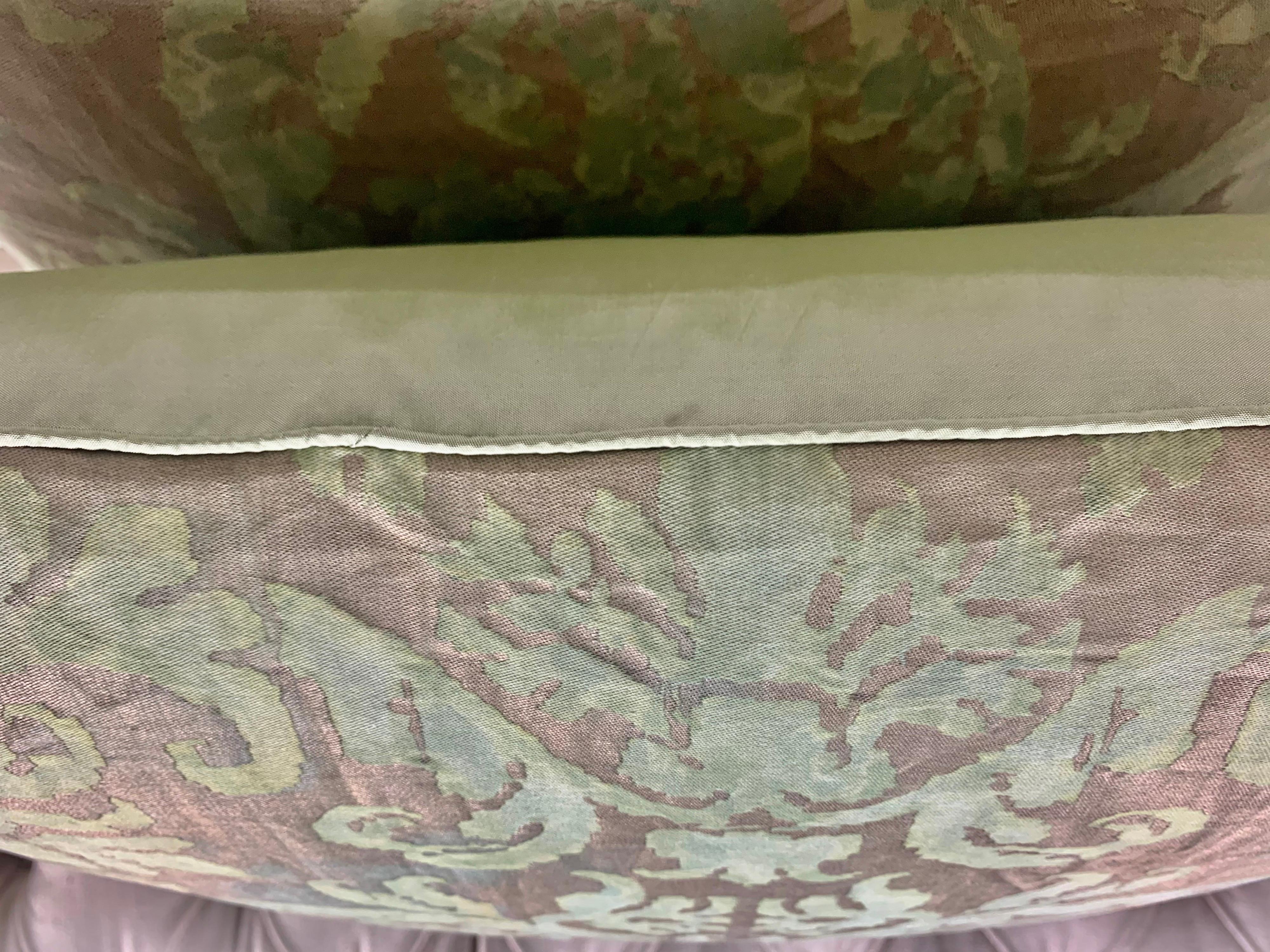 Pair of Vintage Fortuny Green and Silvery Gold Pillows In Good Condition In Los Angeles, CA