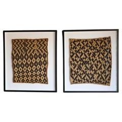 Pair of Vintage Framed Kuba Cloth Wall Decor