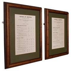 Pair of Retro Framed Wine Lists, English, Decorative Panel, Art Deco, C.1930