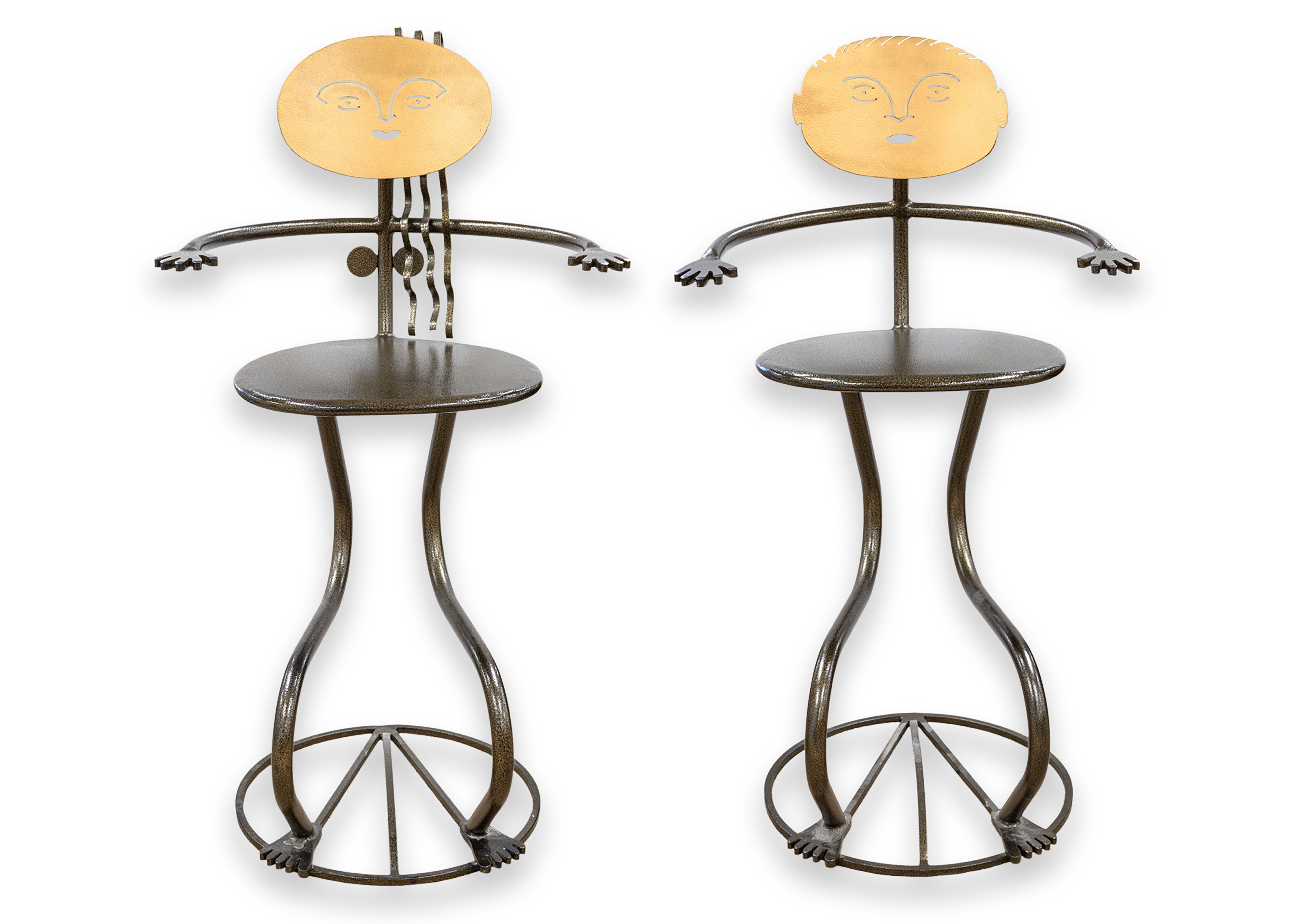 Pair of Vintage Fred Garbotz Rockledge Design Studios He She Bistro Barstools For Sale 13