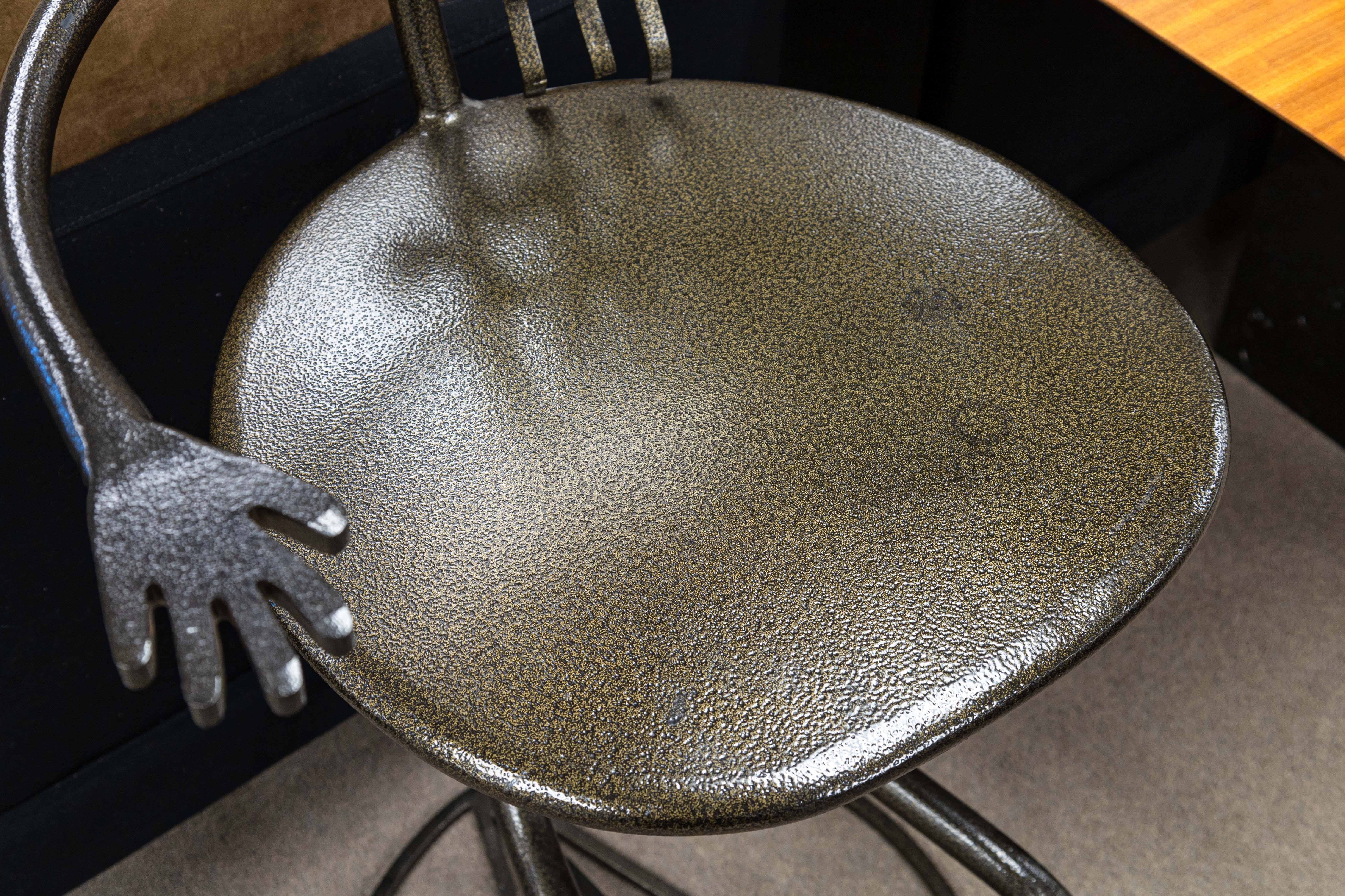 Metal Pair of Vintage Fred Garbotz Rockledge Design Studios He She Bistro Barstools For Sale