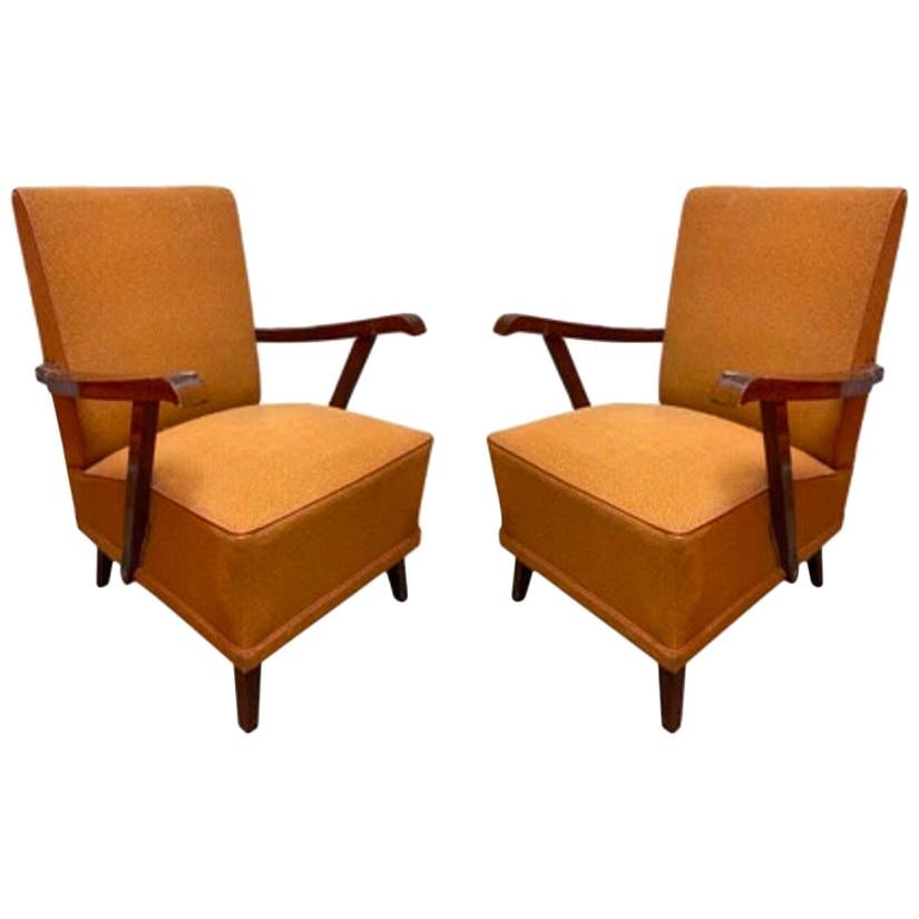 Pair of Vintage French Art Deco Armchairs