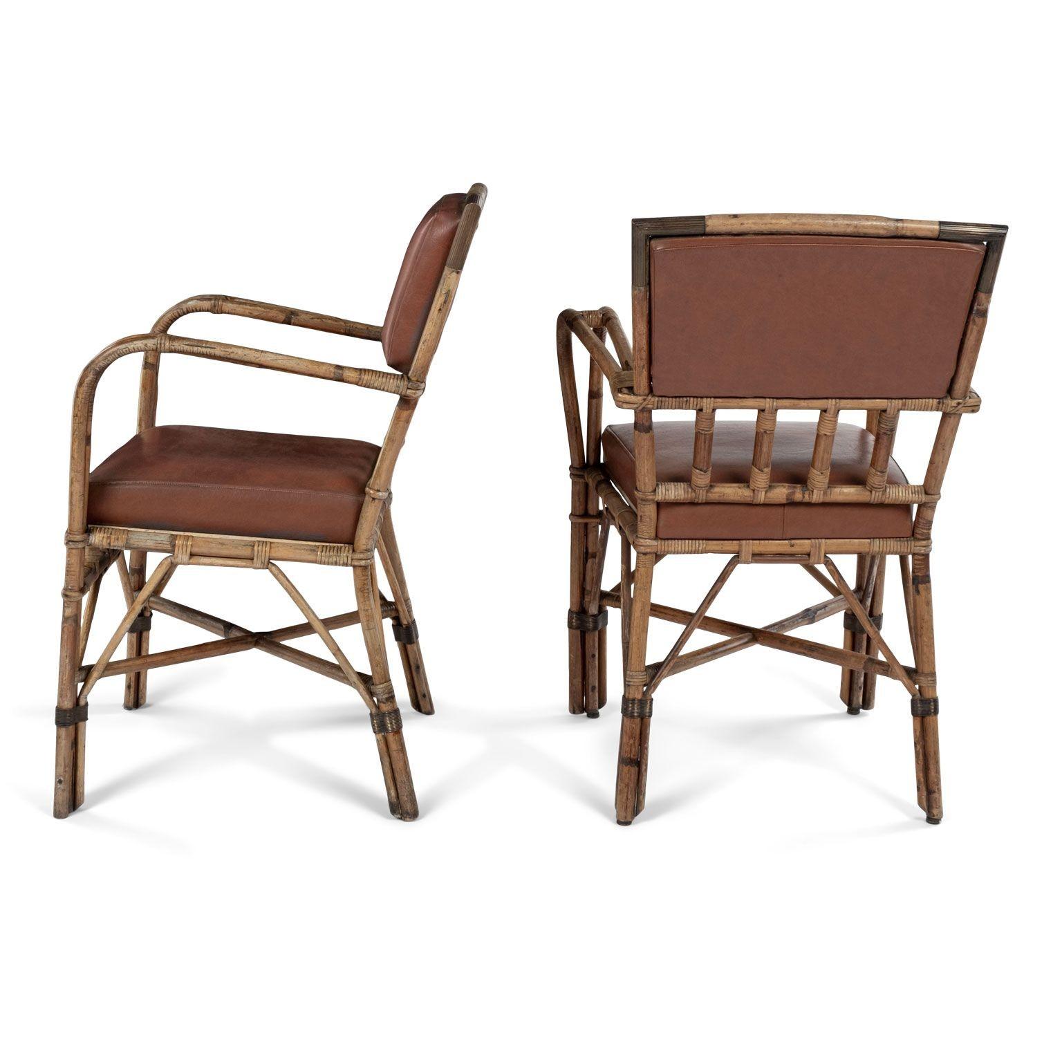 Pair of Vintage French Bamboo Armchairs In Good Condition For Sale In Houston, TX