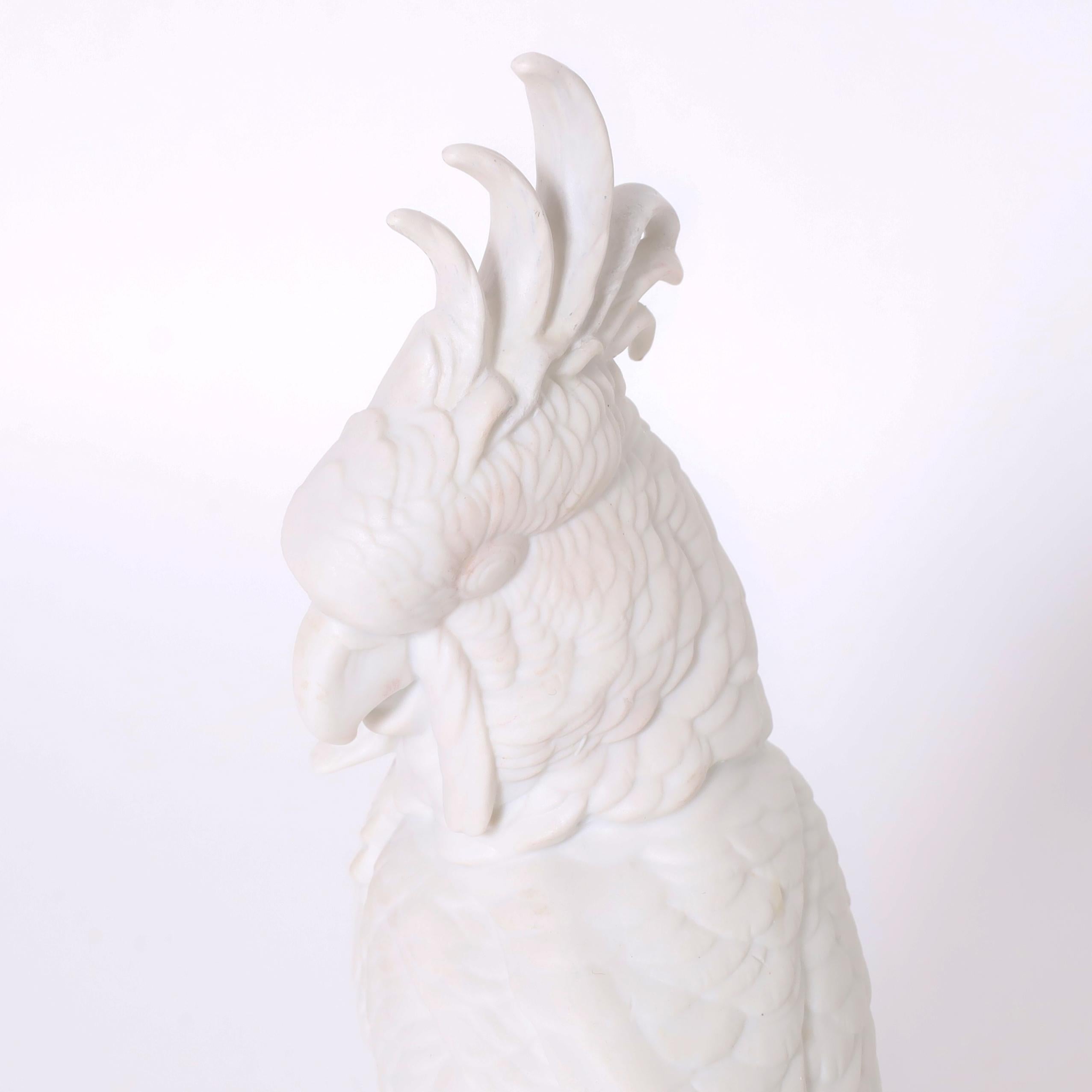 Pair of Vintage French Bisque Porcelain Birds In Good Condition In Palm Beach, FL