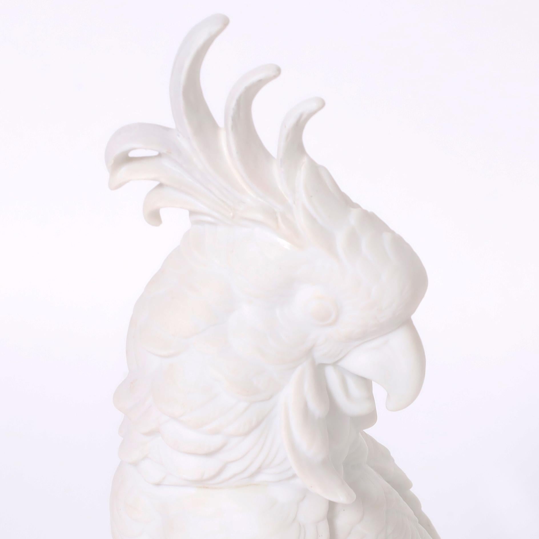 20th Century Pair of Vintage French Bisque Porcelain Birds