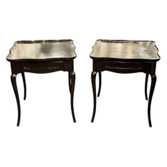 Pair of Vintage French Black Oak Side Tables