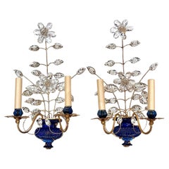 Pair of Vintage French Blue Sconces