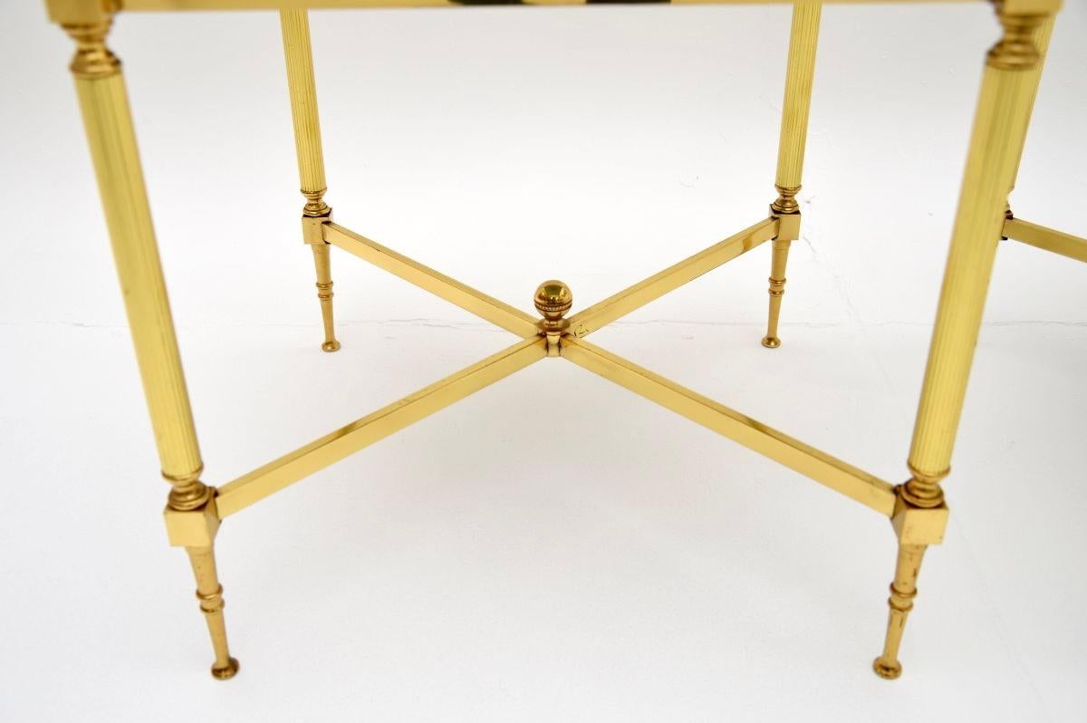 Pair of Vintage French Brass and Marble Side Tables For Sale 2