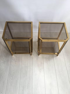 Pair of Vintage French Brass Bedside or Side Tables