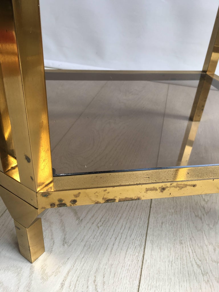 Pair of Vintage French Brass Bedside or Side Tables For Sale 2