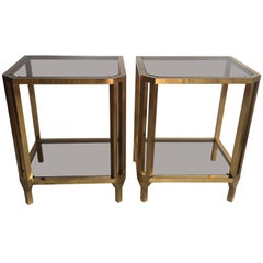Pair of Vintage French Brass Bedside or Side Tables