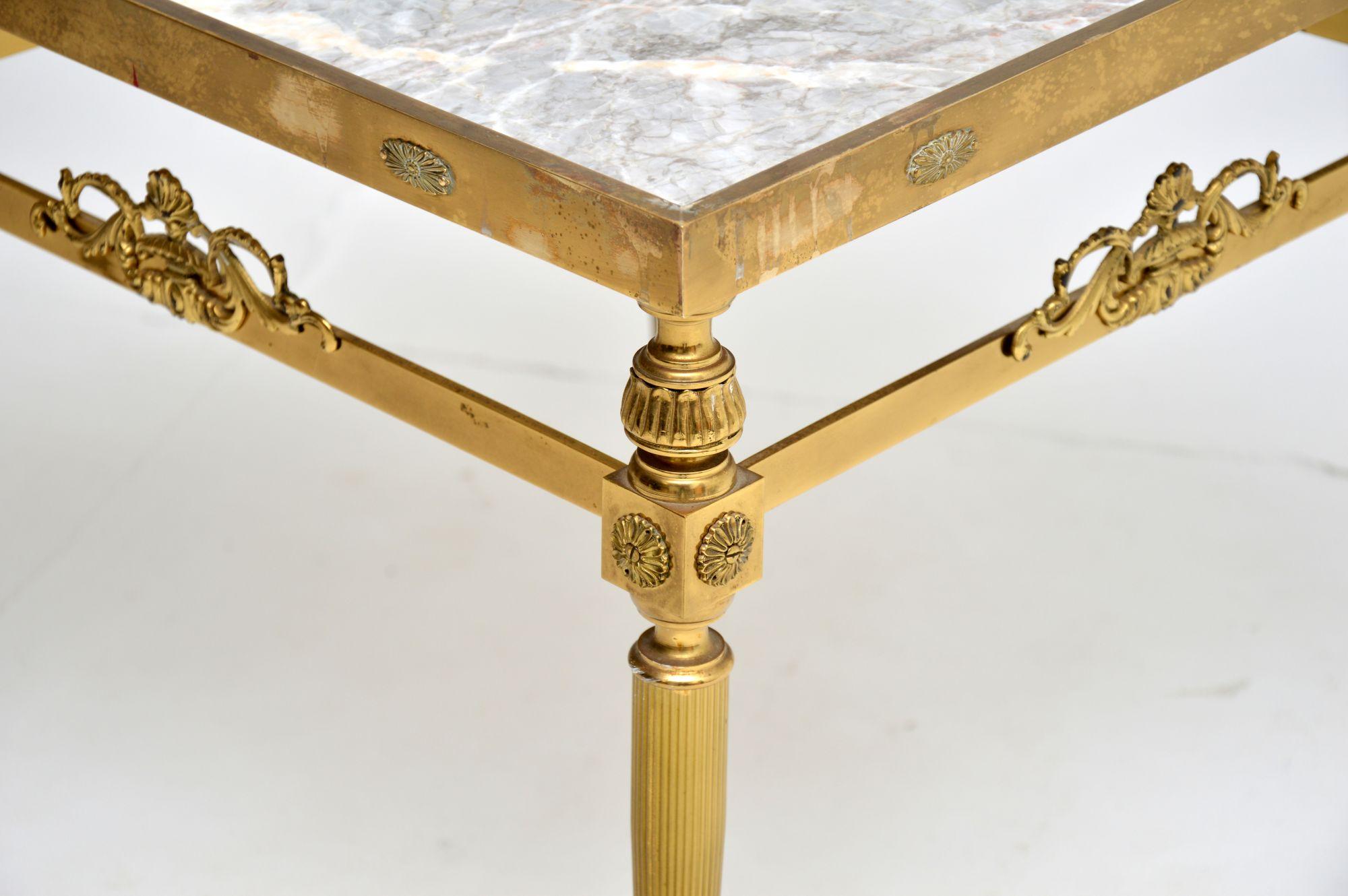 Pair of Vintage French Brass & Marble Side Tables 5