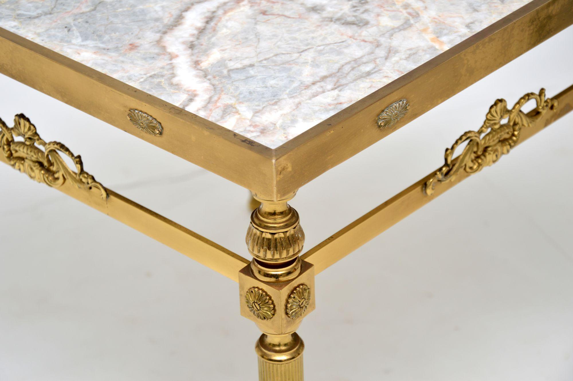 Pair of Vintage French Brass & Marble Side Tables 6