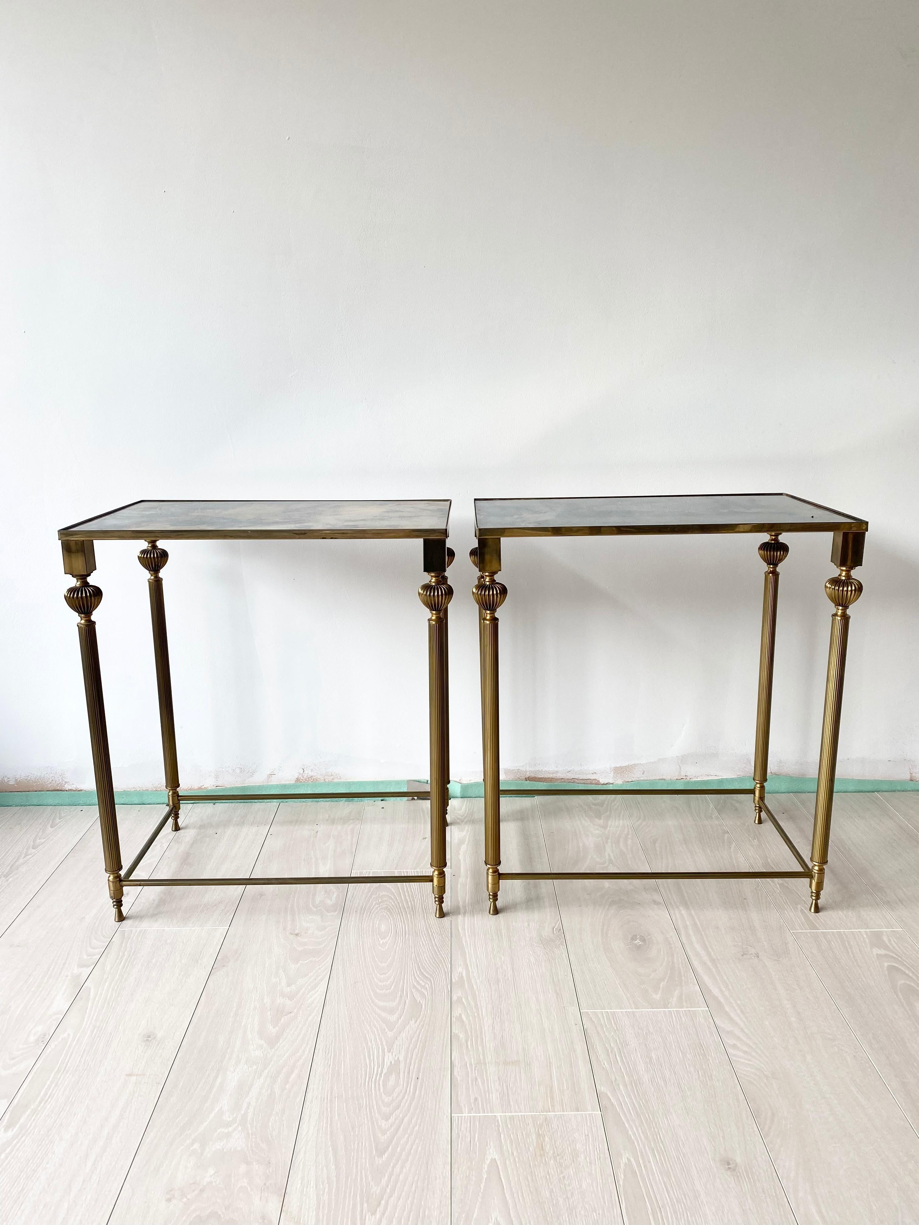 Pair of Vintage French Brass Side Tables 7