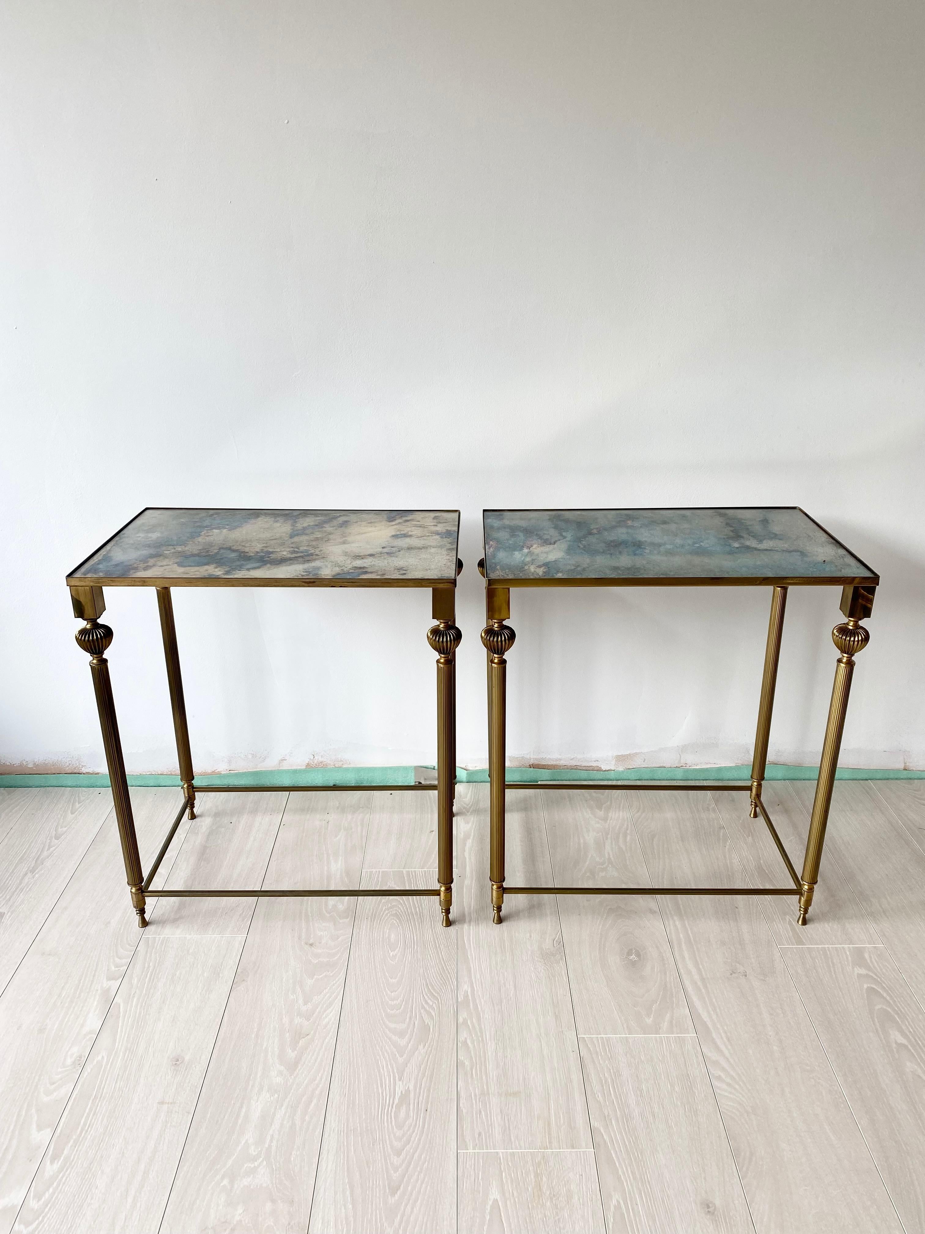 Pair of Vintage French Brass Side Tables 8