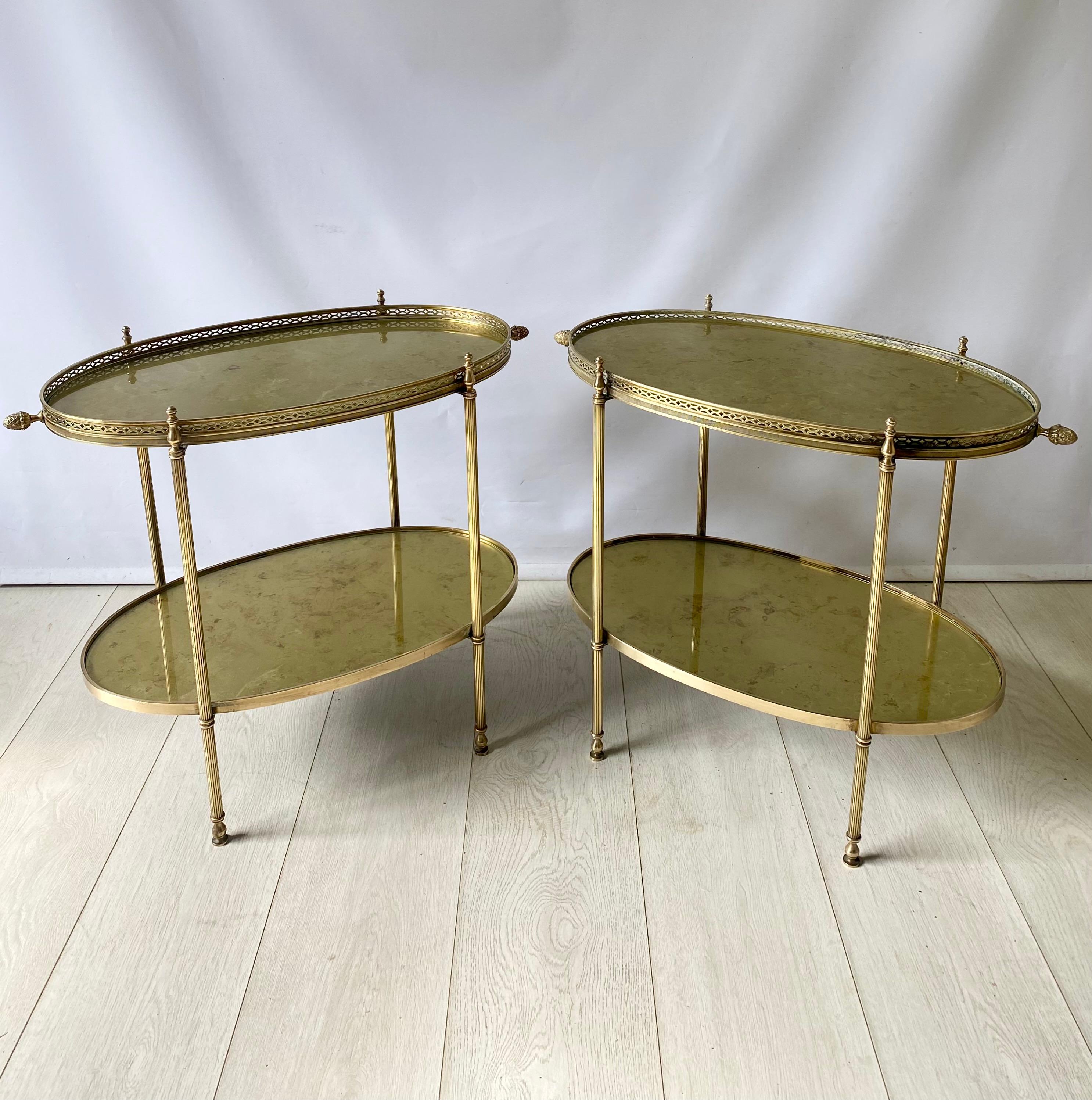 Pair of Vintage French Brass Side Tables In Good Condition In Crawley Down, GB