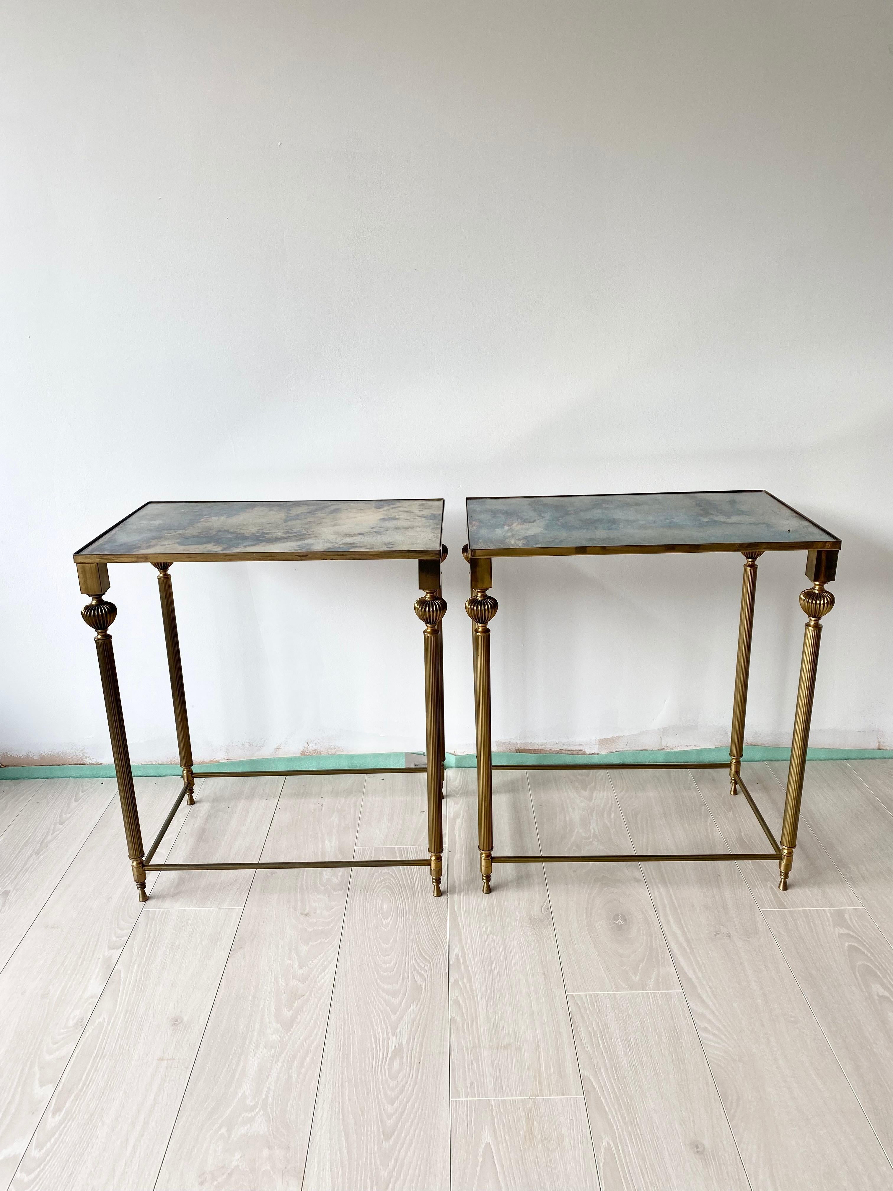 Pair of Vintage French Brass Side Tables In Good Condition In Crawley Down, GB