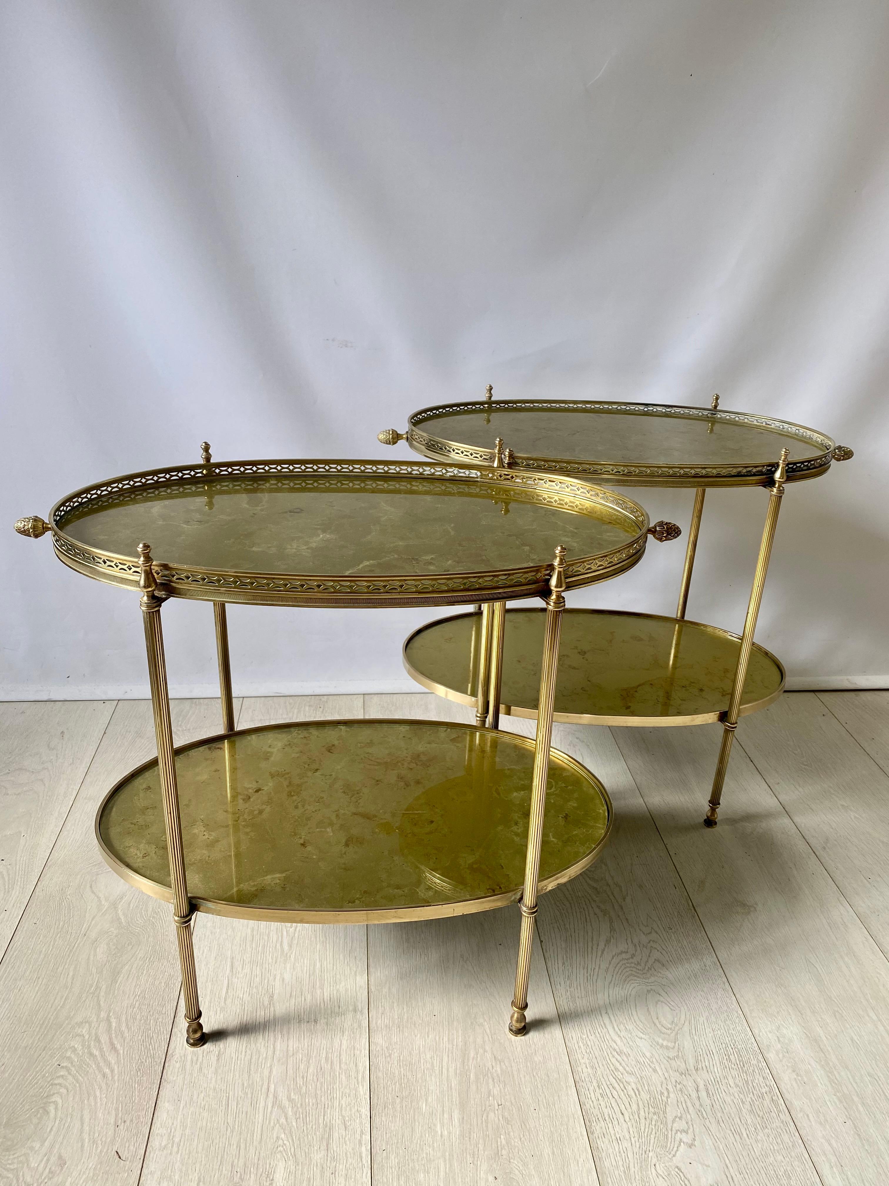 Mid-20th Century Pair of Vintage French Brass Side Tables