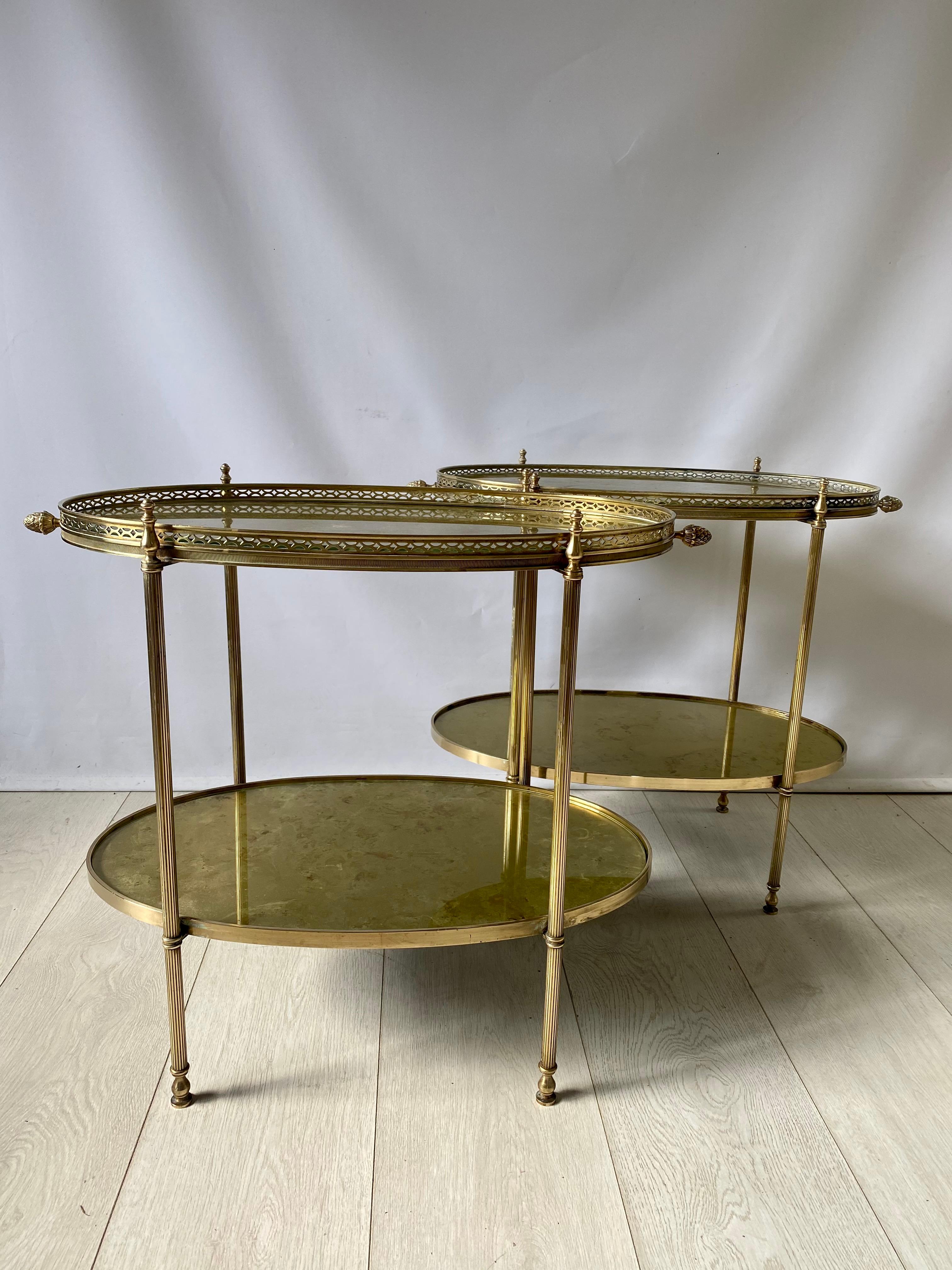 Pair of Vintage French Brass Side Tables 1