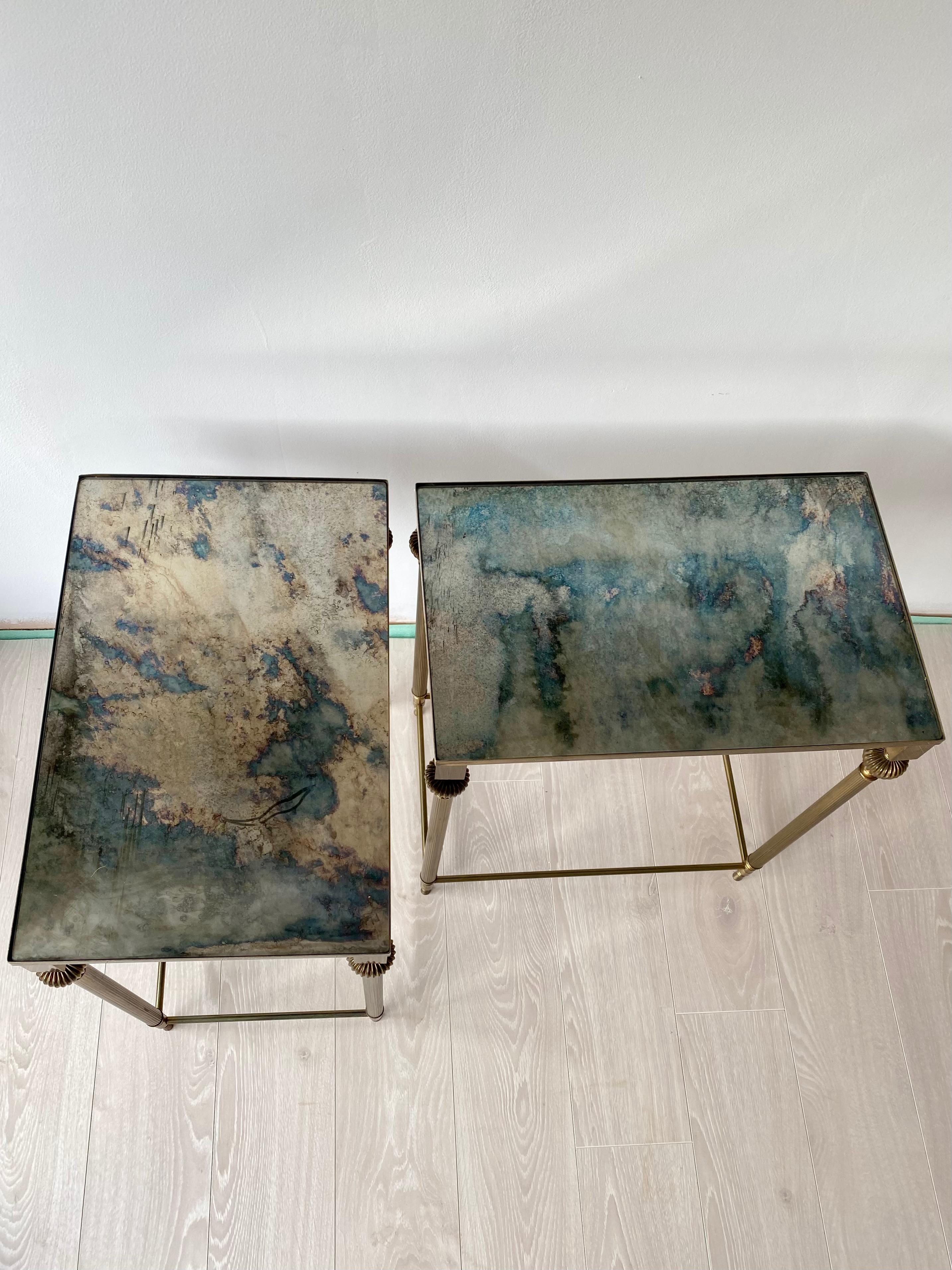 Pair of Vintage French Brass Side Tables 1