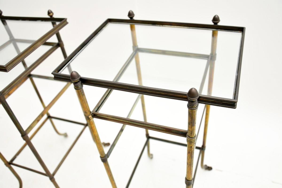 Pair of Vintage French Brass Side Tables For Sale 1
