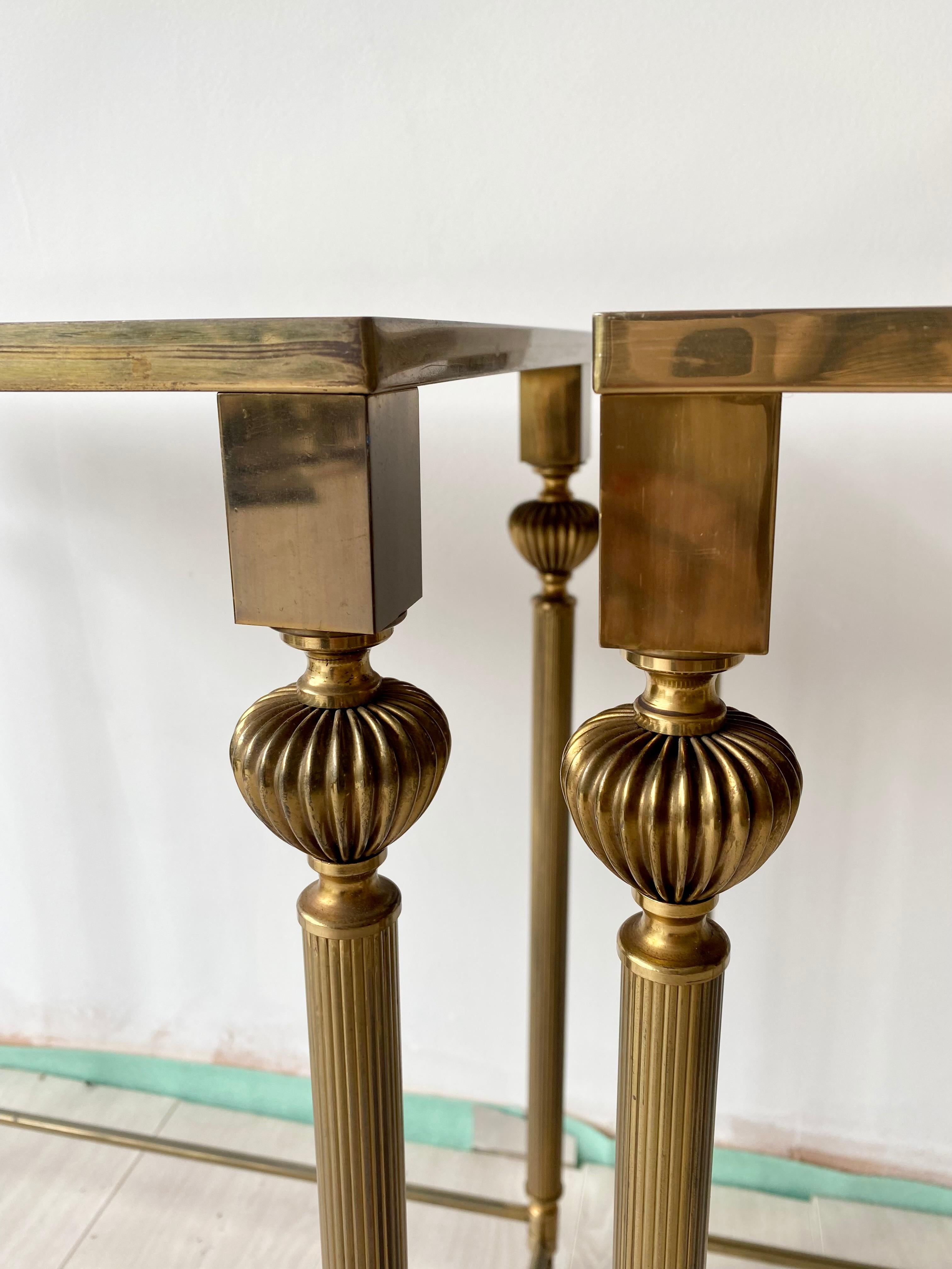 Pair of Vintage French Brass Side Tables 2