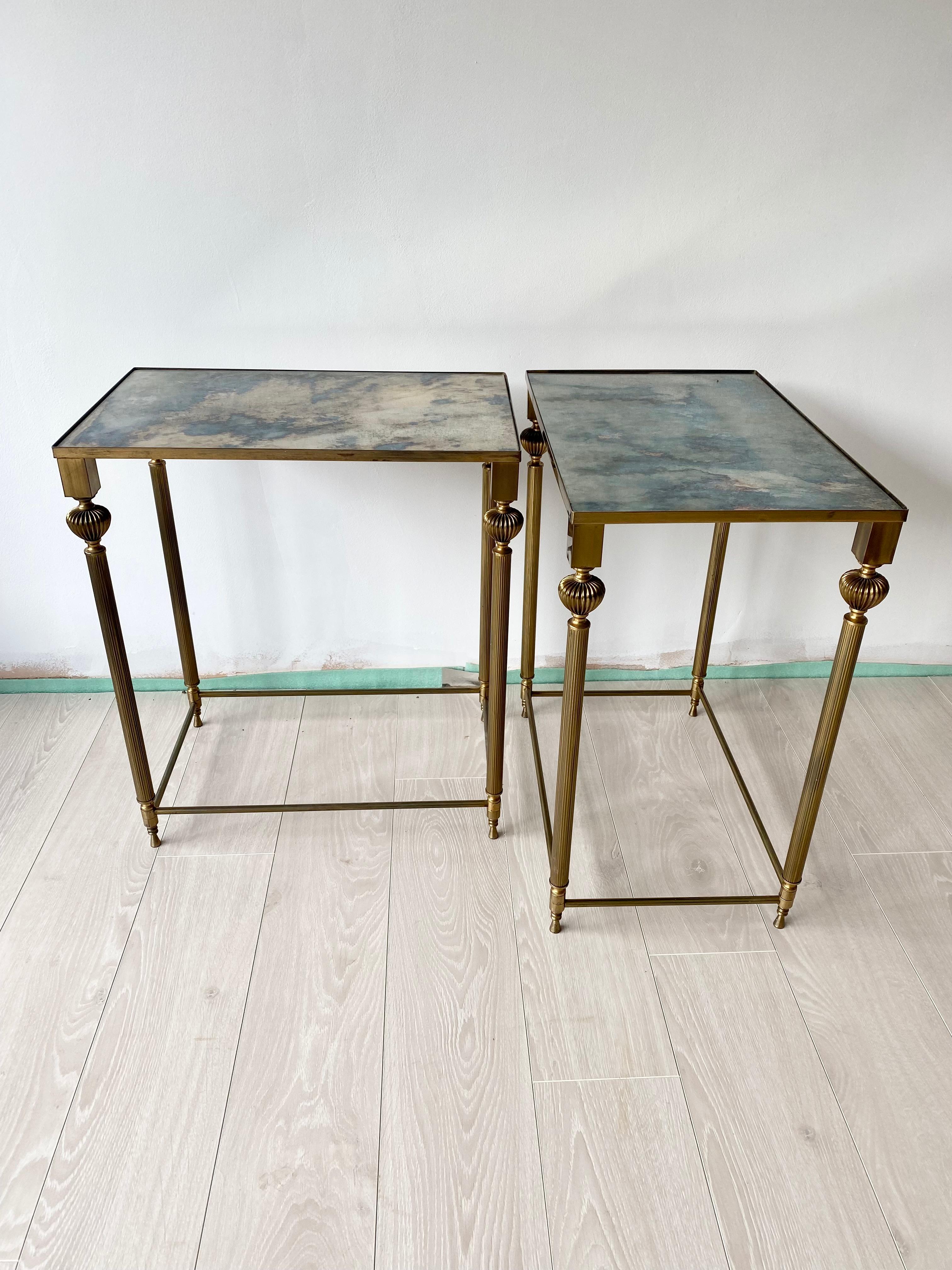 Pair of Vintage French Brass Side Tables 4