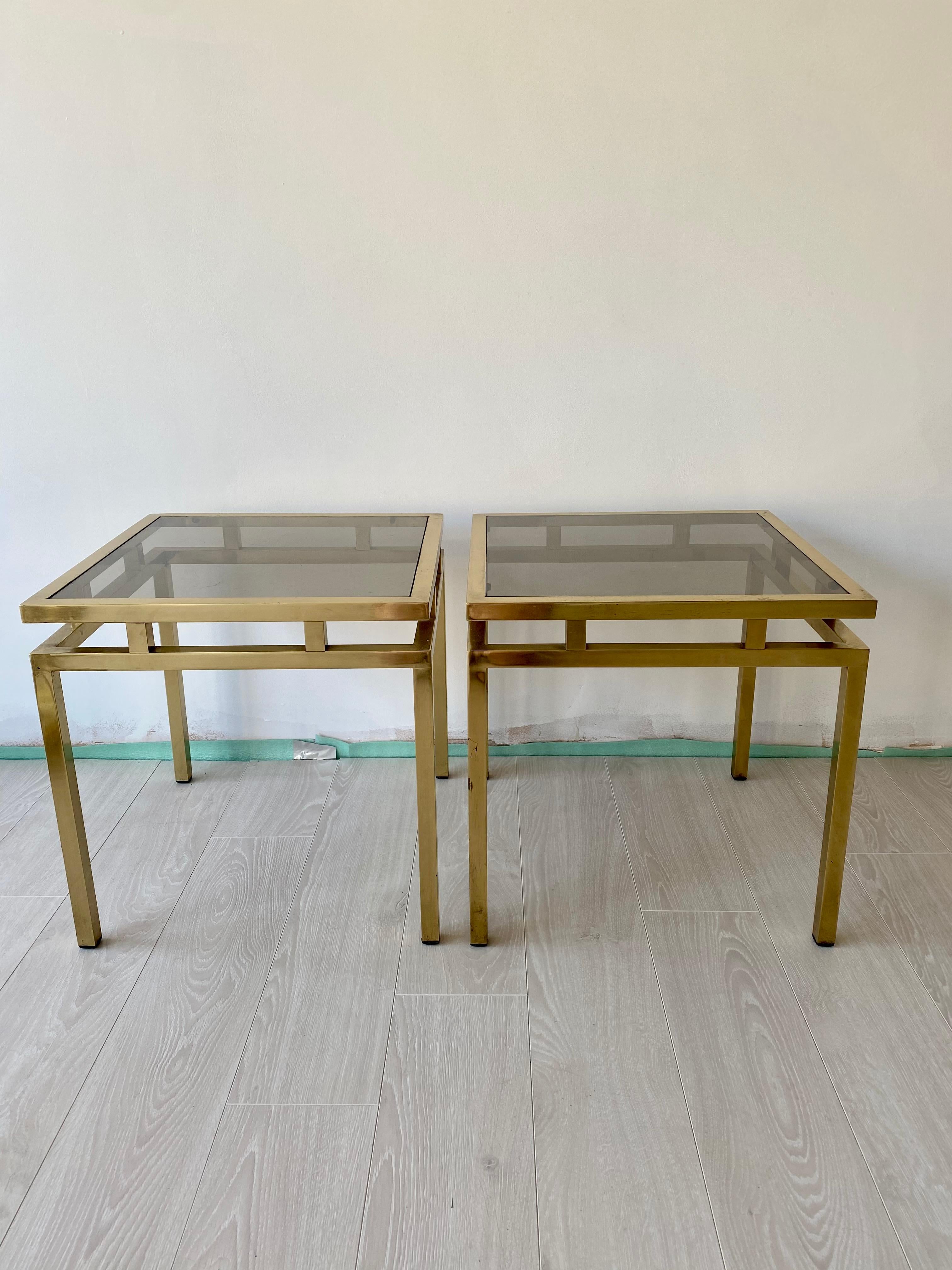 Pair of Vintage French Brass Side Tables 4