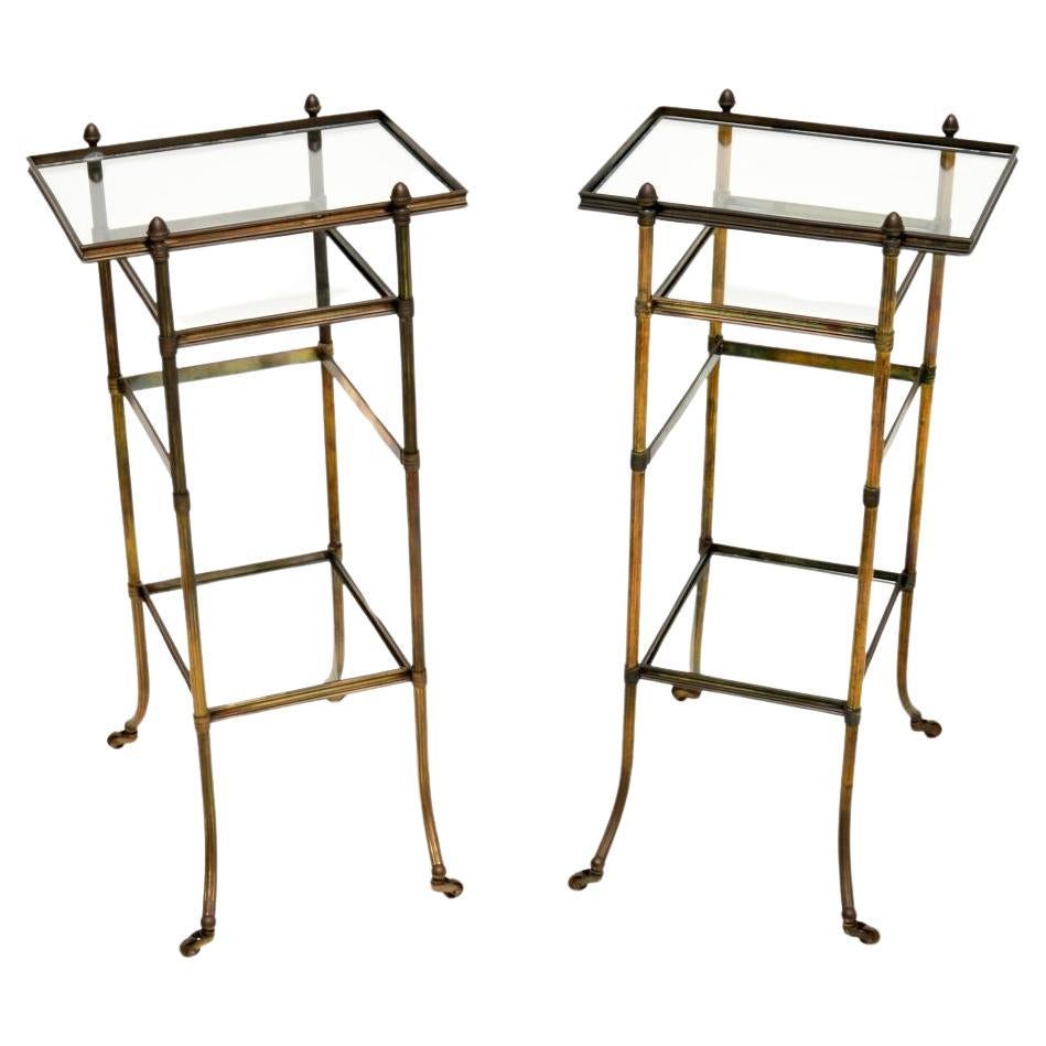 Pair of Vintage French Brass Side Tables