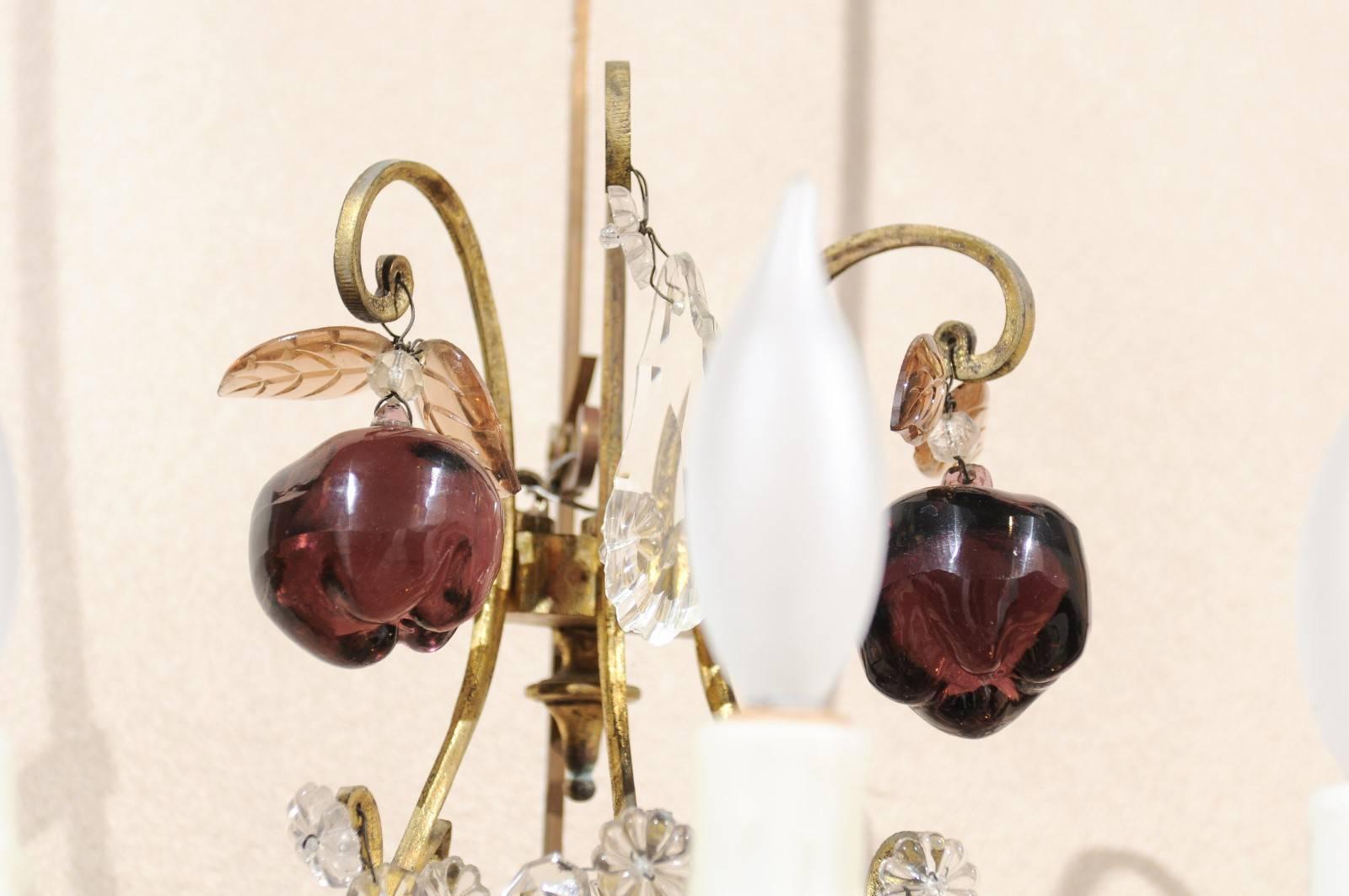 Pair of Vintage French Bronze and Crystal Sconces, circa 1950 For Sale 2