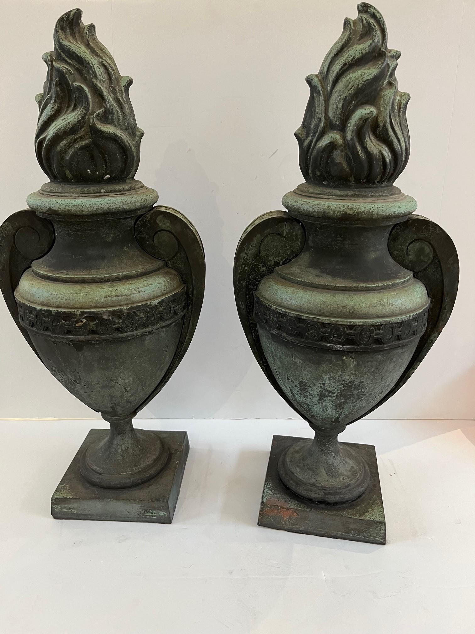 Pair of Vintage French Bronze Urns For Sale 4
