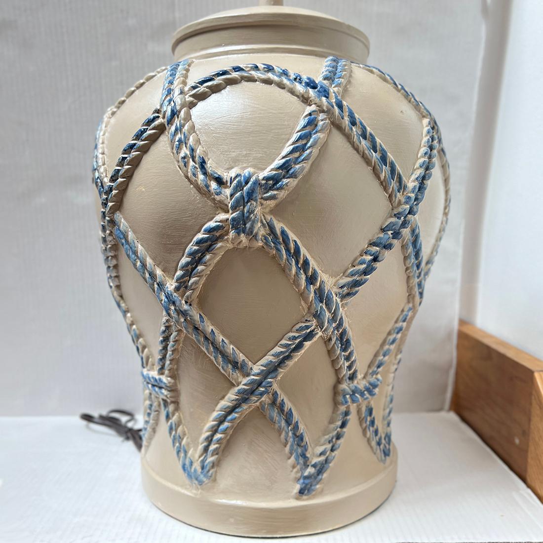 Metà XX secolo Coppia di lampade francesi d'epoca in ceramica in vendita