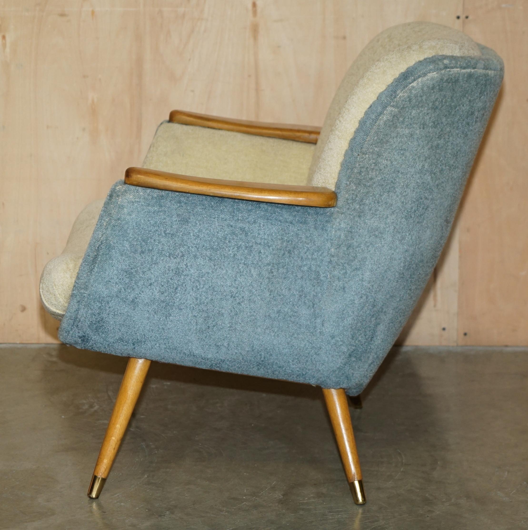 COPPIA DI POLTRONE DA CLUB D'EPOCA FRANCESE CIRCA 1960 CON TELAIO IN NOCE E FAGGIO in vendita 8