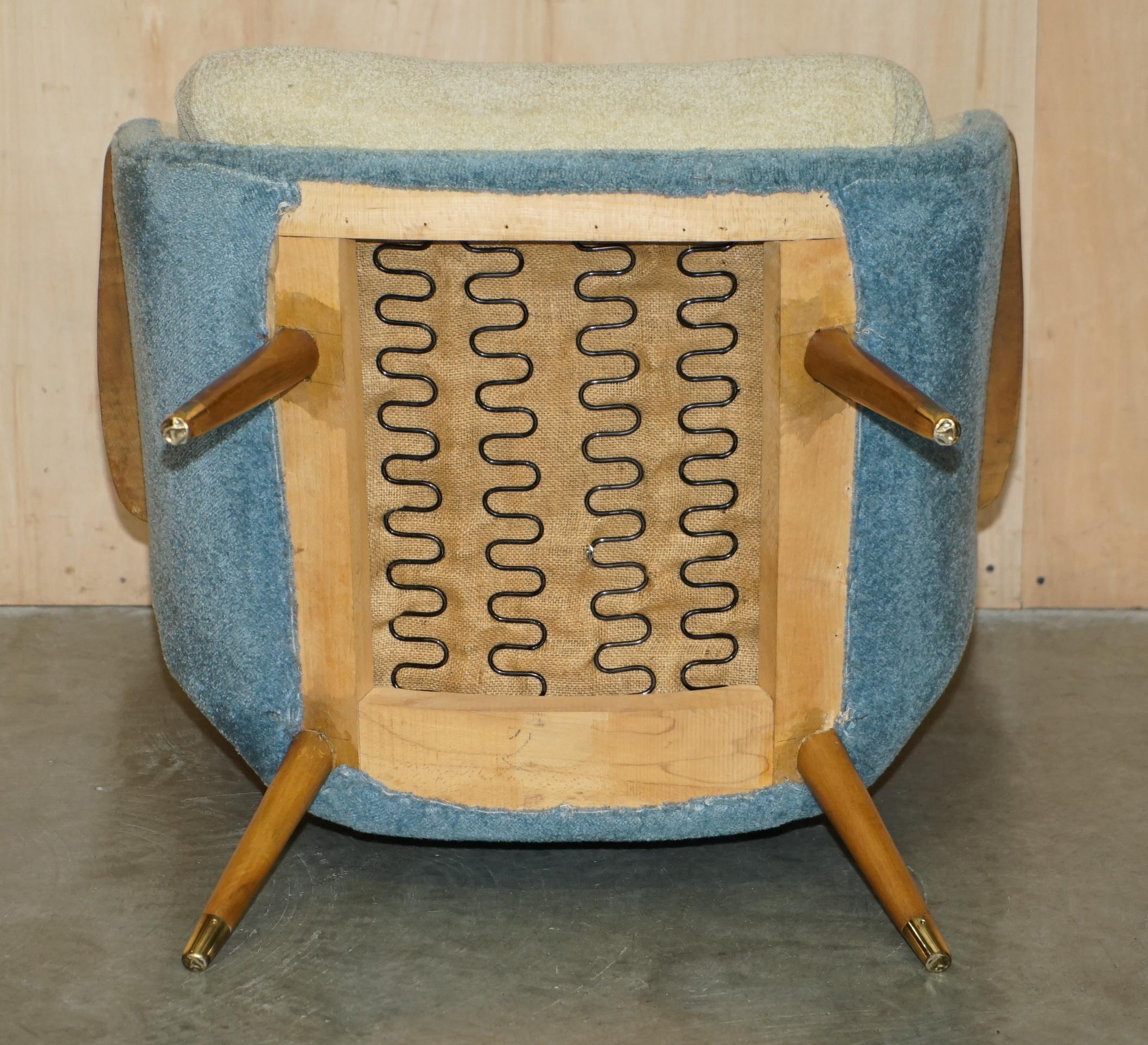 COPPIA DI POLTRONE DA CLUB D'EPOCA FRANCESE CIRCA 1960 CON TELAIO IN NOCE E FAGGIO in vendita 9