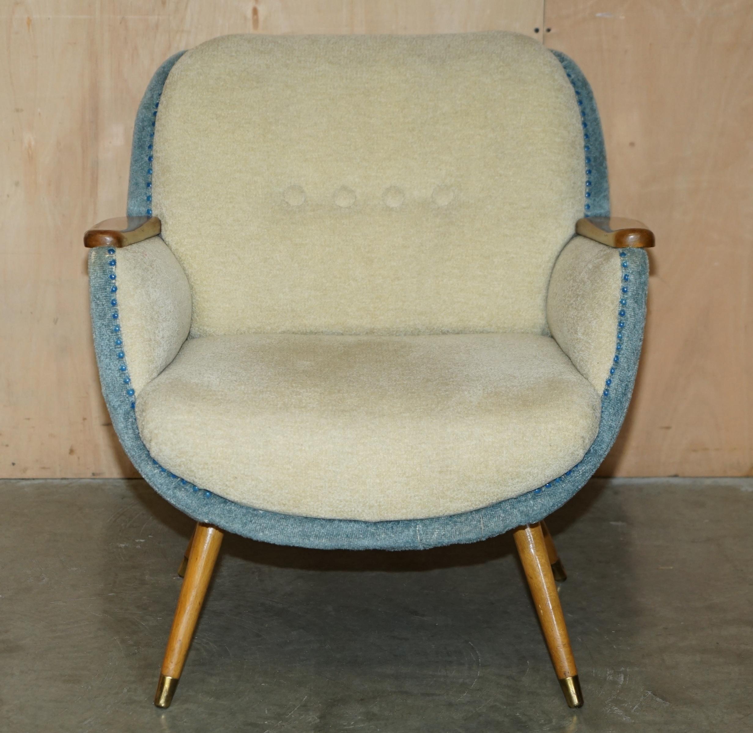 COPPIA DI POLTRONE DA CLUB D'EPOCA FRANCESE CIRCA 1960 CON TELAIO IN NOCE E FAGGIO in vendita 11