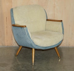 PAIR OF VINTAGE FRENCH CIRCA 1960's CLUB TUB ARMCHAIRS WITH WALNUT & BEECH FRAME