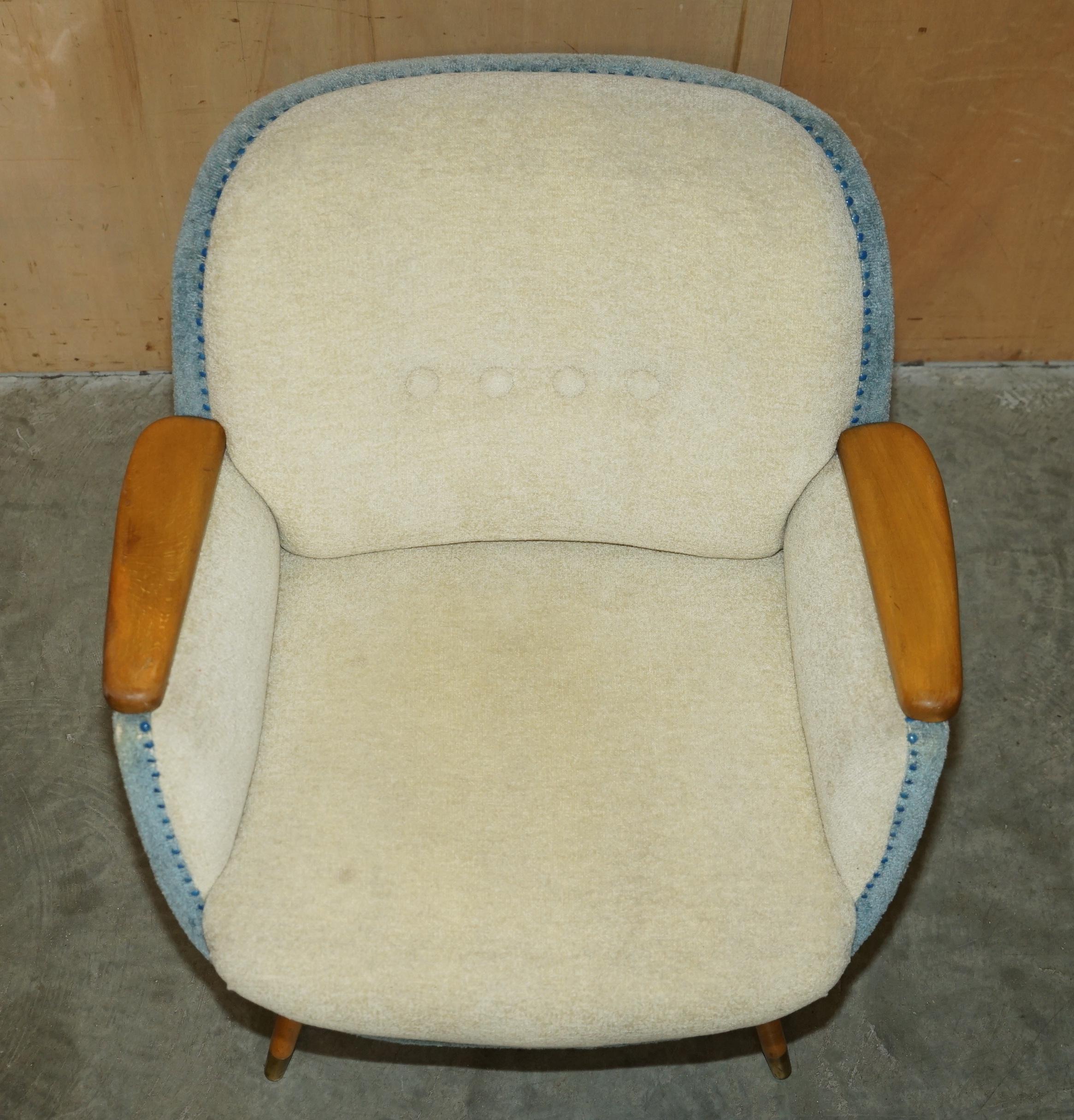COPPIA DI POLTRONE DA CLUB D'EPOCA FRANCESE CIRCA 1960 CON TELAIO IN NOCE E FAGGIO in vendita 12