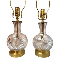 Pair of Vintage French Cut Crystal Table Lamps