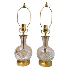 Pair of Vintage French Cut Crystal Table Lamps
